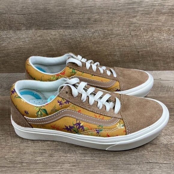 VANS Comfycush Old Skool Fatal Floral Golden Brown Shoes Sneakers Womens 6 NEW - Picture 2 of 11